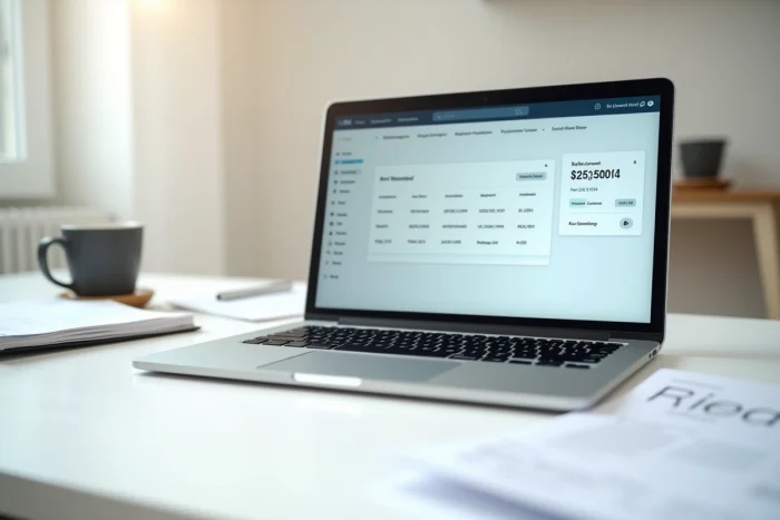 Écran d'ordinateur affichant un espace locataire My Foncia avec une quittance de loyer imprimée sur le bureau