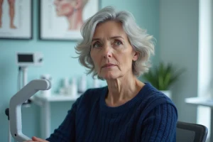 Femme d'âge moyen dans une clinique ophtalmologique