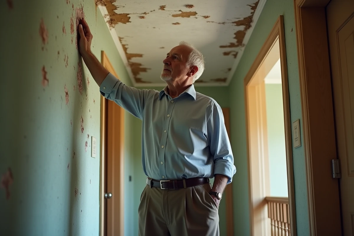 Homme âgé examinant des taches d